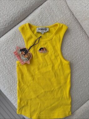 Fiorucci Yellow Ribbed  Tank with Angel Patch